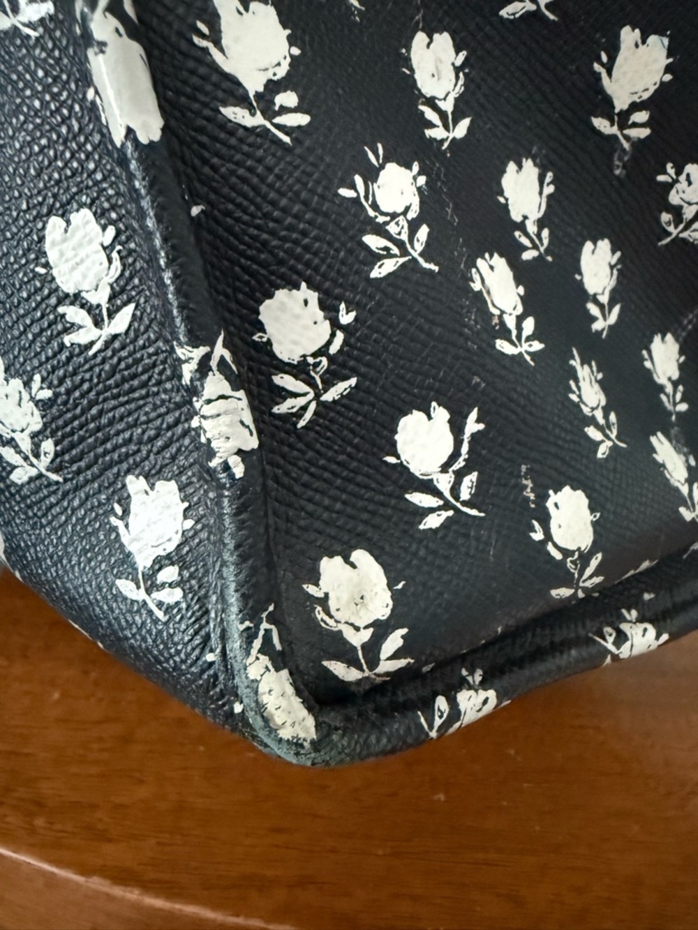 Coach Black and White Floral Print Tote - Picture 9 of 12